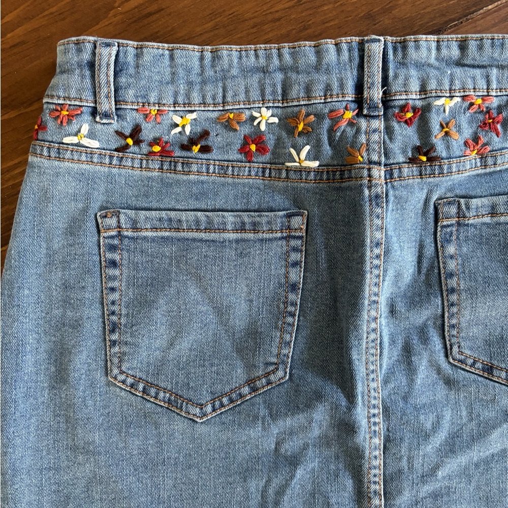 Hand Embroidered Wonder Nation denim skirt girls size 18 XXL $15